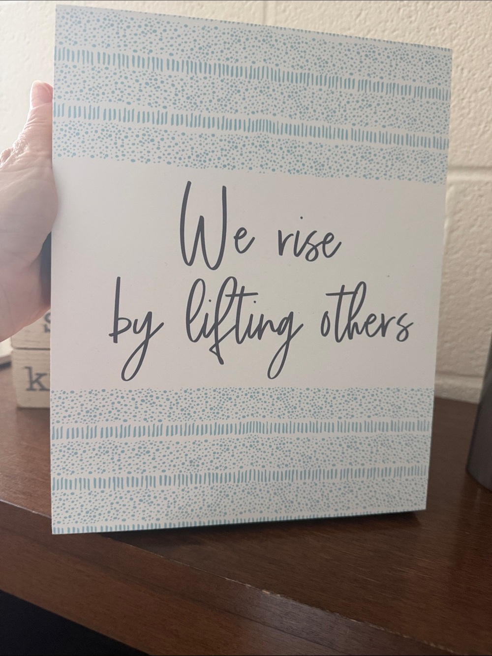 Kirkland Signature White and Light Blue Inspirational Wall Art